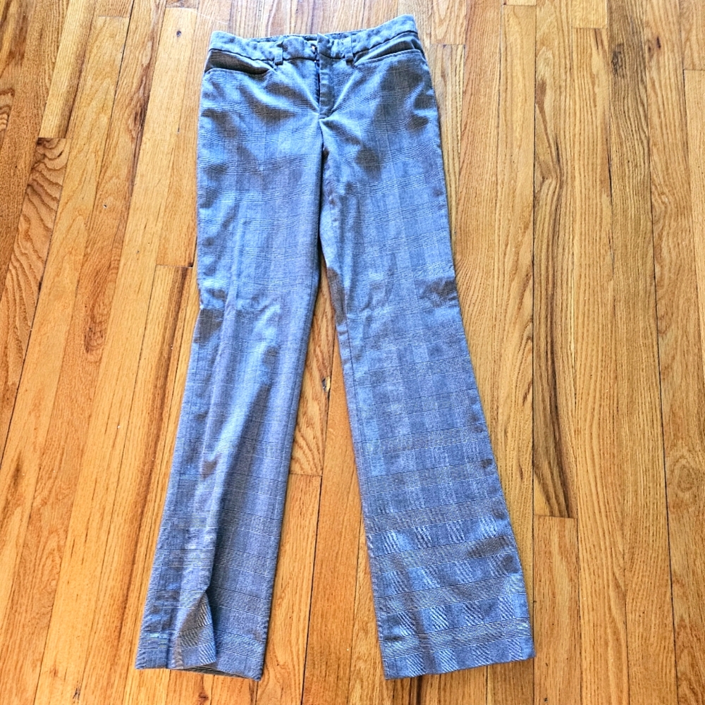 Women's dress pants stretch black and white checkered size 0 low waisted